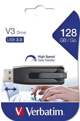 Clé USB Verbatim V3 128 GB USB 3.2 (1è gén.) (USB 3.0) - Conrad Electronic  France