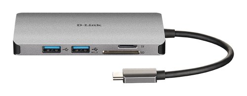 D-Link 6 Ports - USB-C vers HDMI/USB/USB-C/microSD/SD - Hub - 1