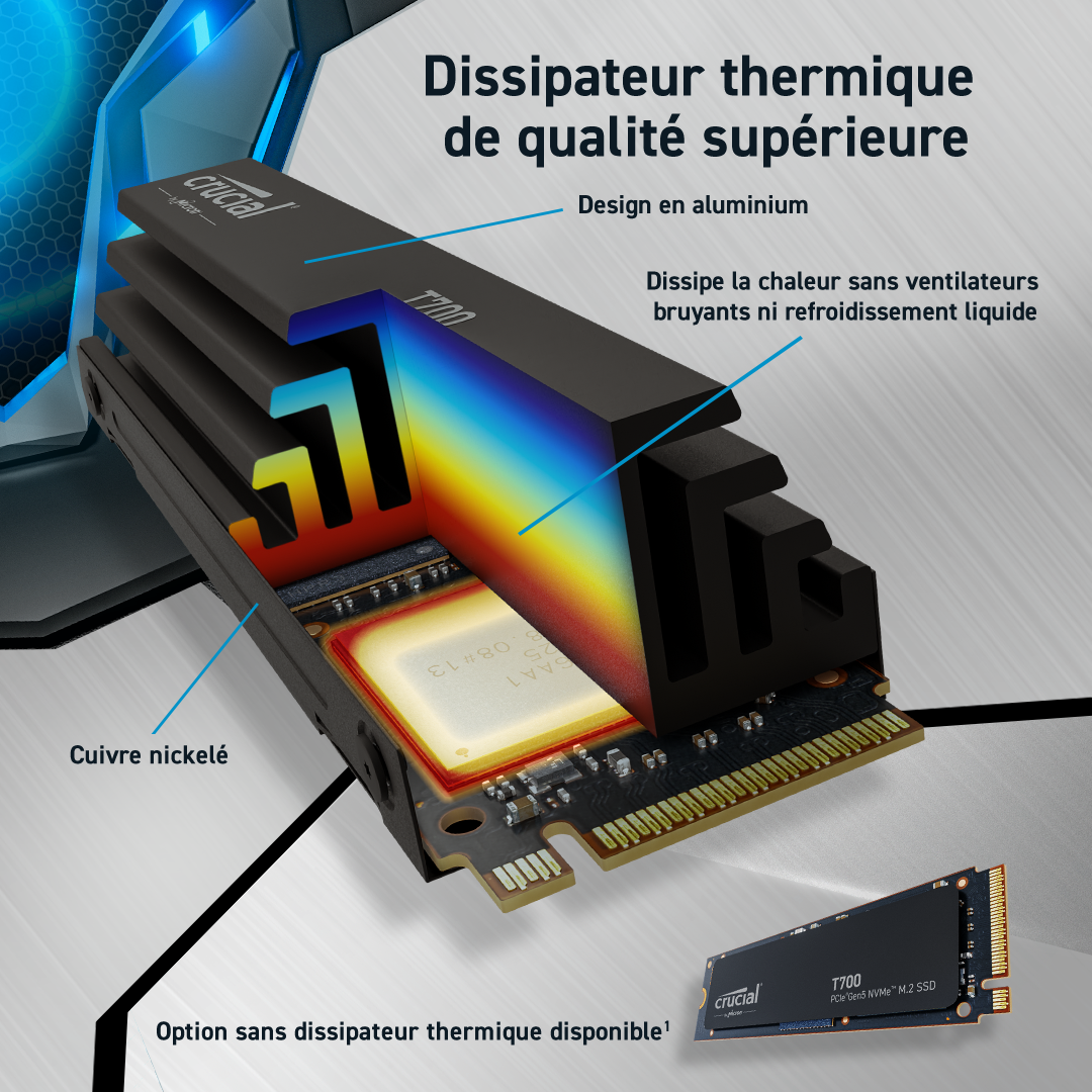 Crucial T700 rad  M.2 - Disque SSD Crucial - Cybertek.fr - 2