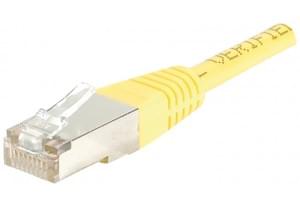 Patch RJ45 cat5E FTP 15cm jaune - Connectique réseau - Cybertek.fr - 0