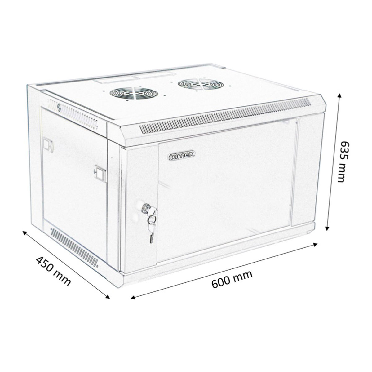 Kimex International Rack mural 19´´ 600x450mm 12U (111-6412) - Achat / Vente Réseau divers sur Cybertek.fr - 1