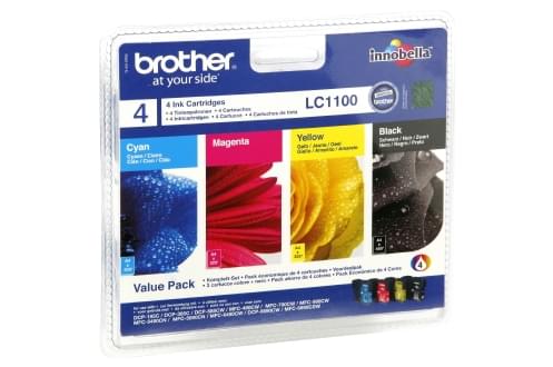 Pack de 4 cartouches LC1100 BK/C/M/Y-Seconde Vie-Très Bon Etat pour imprimante Jet d'encre Brother - 0