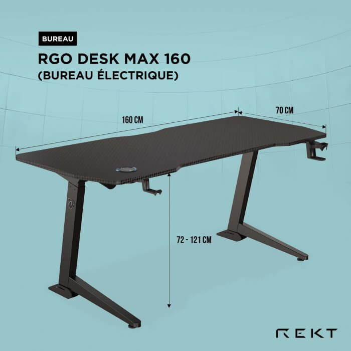 REKT RGo Desk Max 160 (RGODKMAX160) - Achat / Vente Bureau sur Cybertek.fr - 11