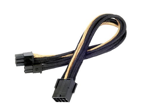Cable tressé PCIe-6+2-Pin CPU - 250mm GOLD/Black - Connectique PC - 0