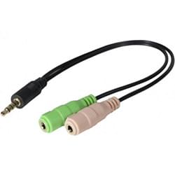 image produit   Adaptateur Jack 3.5 (3pts) vers micro et casque Cybertek