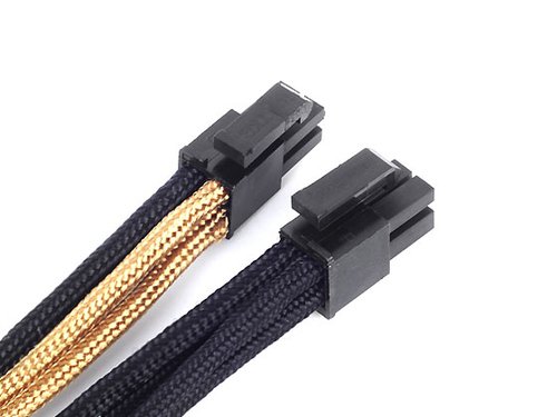 Cable tressé 8-Pin EPS/ATX 4+4-Pin 300mm GOLD/BK  - Connectique PC - 3