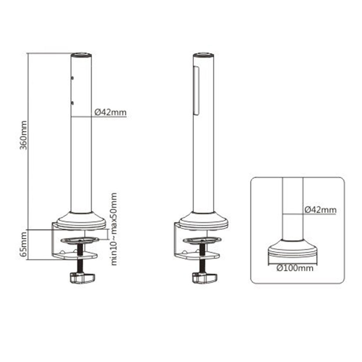 Support moniteur PC 13´´-27´´ pour rail de fixation Slatwall