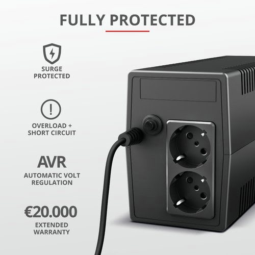 PAXXON 800VA / 480W - 2 prises  - Onduleur Trust - Cybertek.fr - 3
