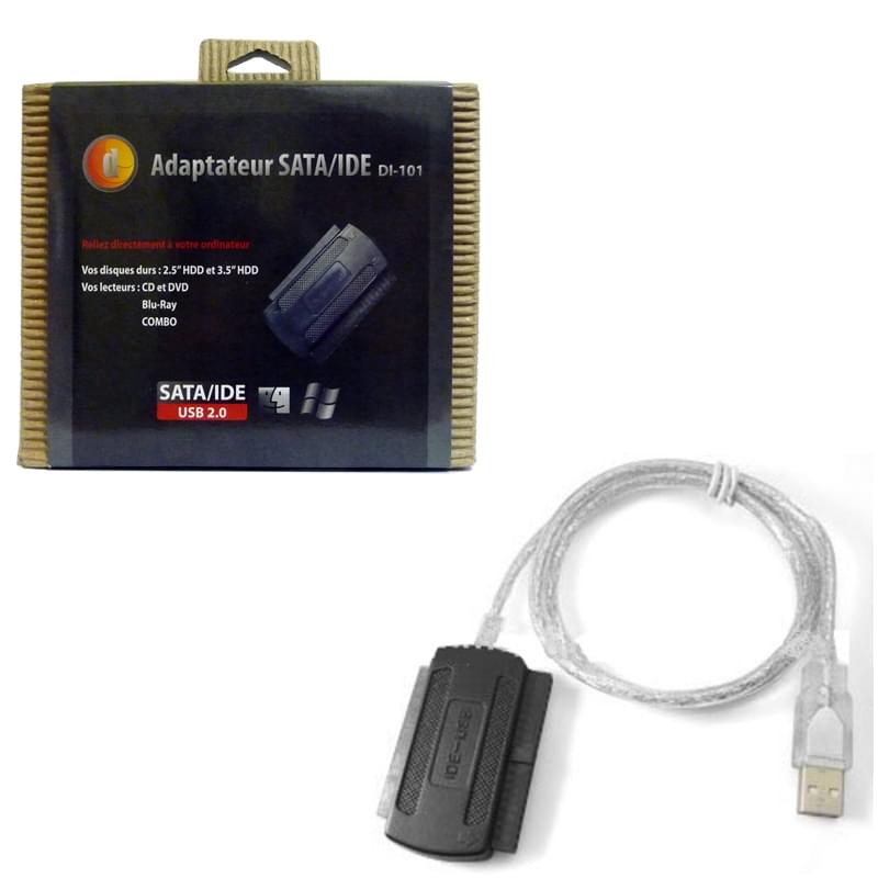 Adaptateur IDE/SATA vers USB2.0 - DI-101 - Connectique PC - 0