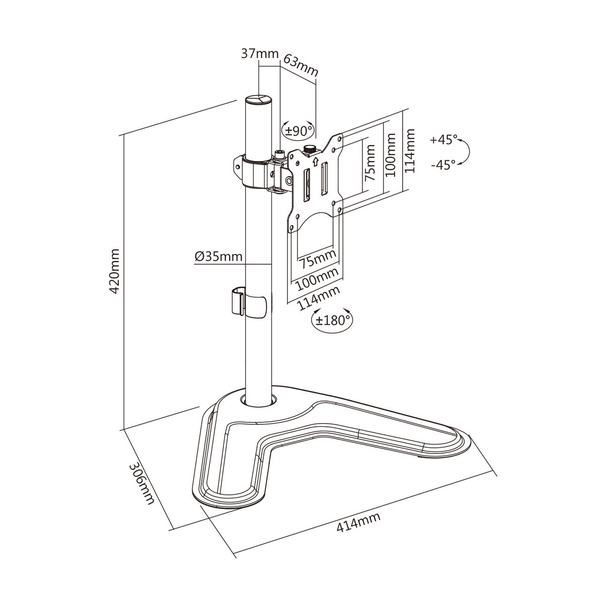 Support de bureau pour 1 écran 17" à 32" - Accessoire écran - 1