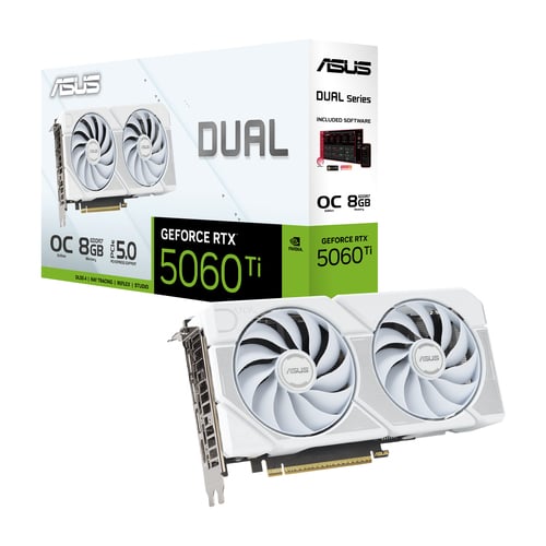 Asus Dual GeForce RTX 5060 Ti 8Go OC Blanc - Carte graphique Asus - 0