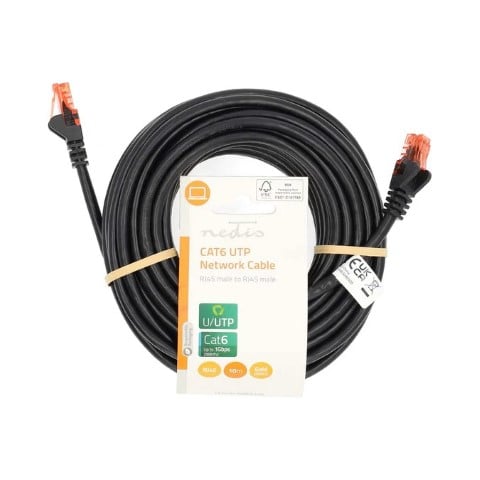 Câble RJ45 Cat6 U/UTP - 10m - Noir - Connectique réseau - 0