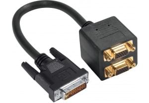 Connectique PC Adaptateur DVI-I male - 2 VGA femelle