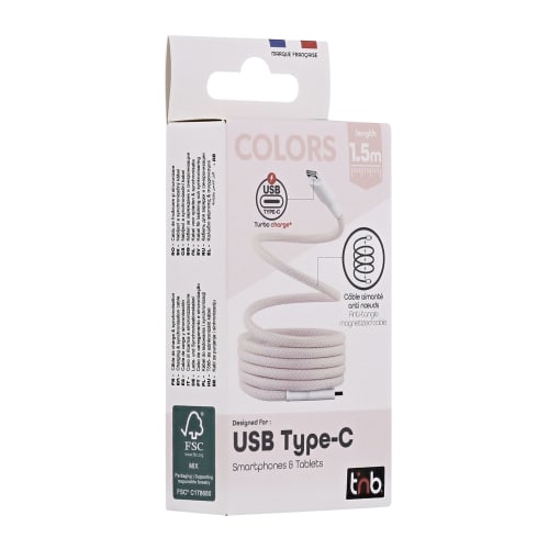 Câble USB-C vers USB-C - 1,5m - Rose - Connectique PC - 1