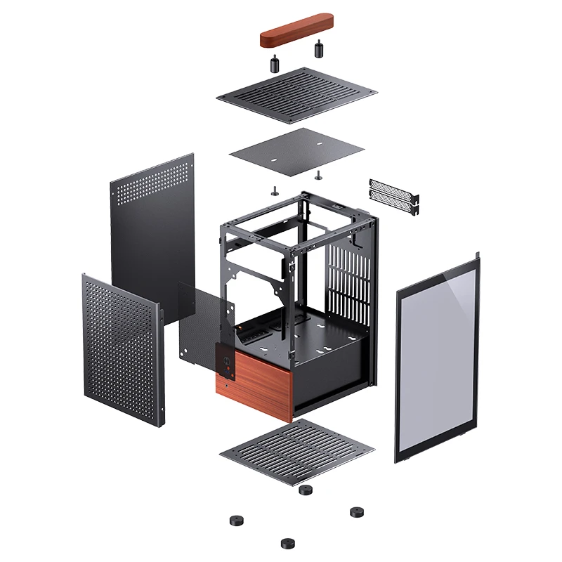 Jonsbo T6 PC TG Black/Wood Noir - Boîtier PC Jonsbo - Cybertek.fr - 1