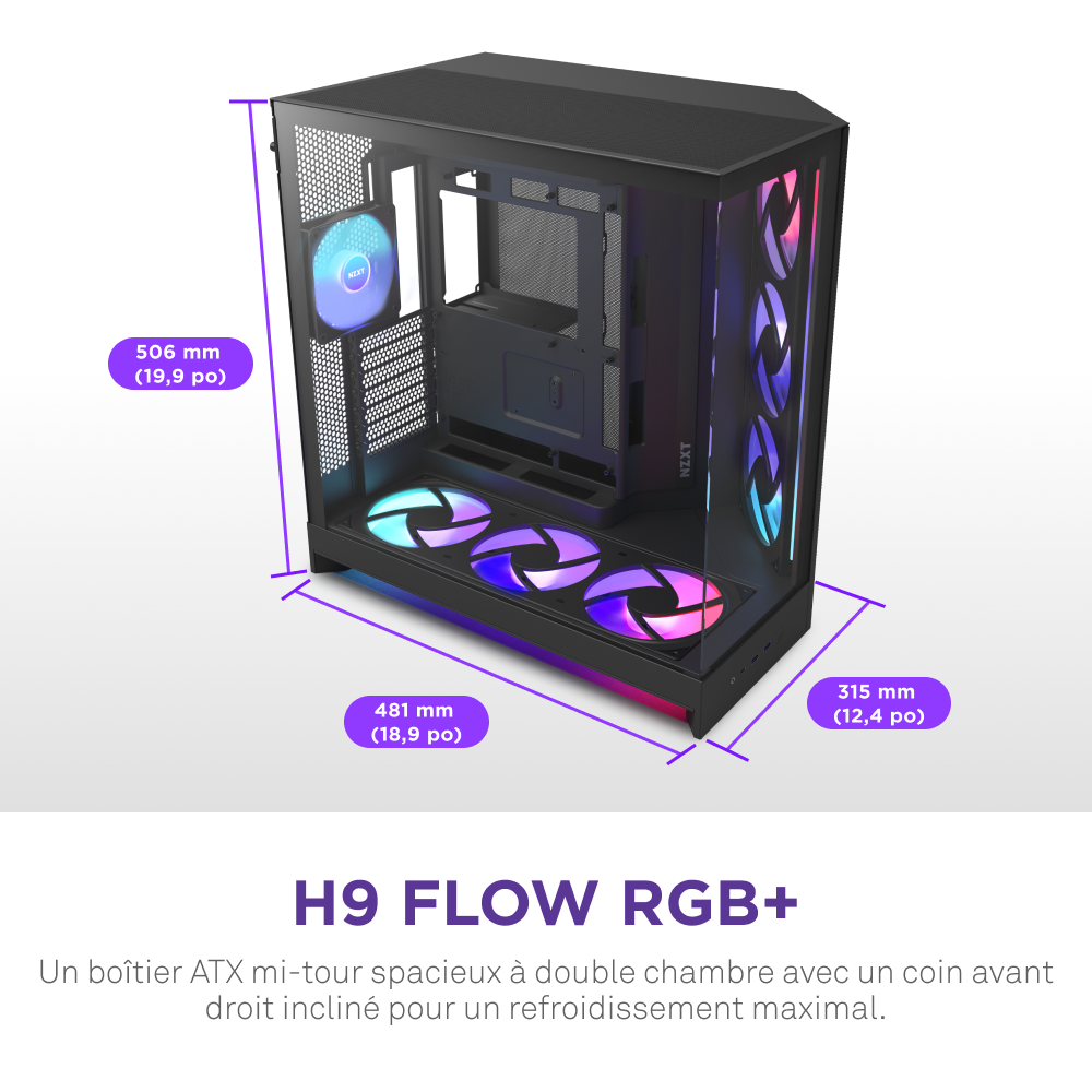 NZXT H9 Flow RGB+ Noir Noir - Boîtier PC NZXT - Cybertek.fr - 4