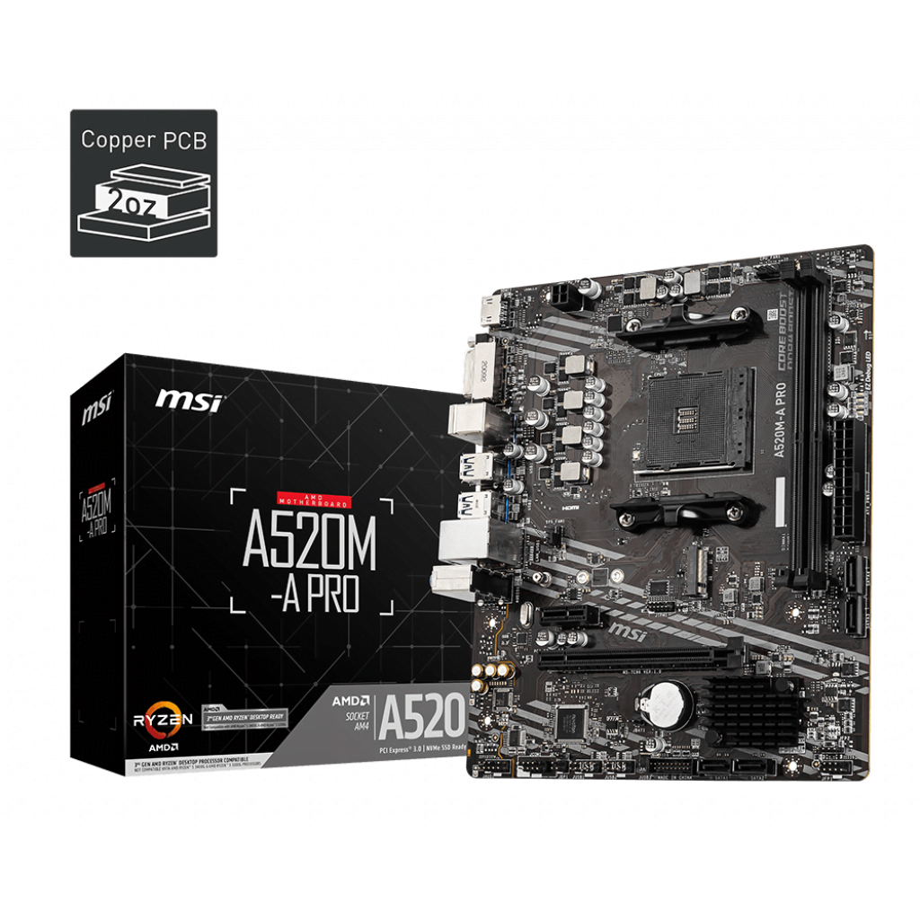 MSI A520M-A PRO Micro-ATX  - Carte mère MSI - Cybertek.fr - 0