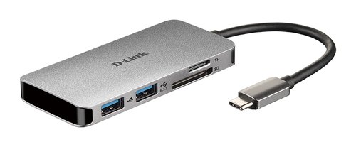 image produit D-Link 6 Ports - USB-C vers HDMI/USB/USB-C/microSD/SD Cybertek
