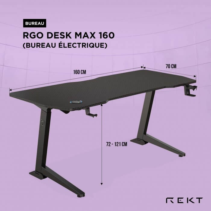 REKT RGo Desk Max 160 (RGODKMAX160) - Achat / Vente Bureau sur Cybertek.fr - 13