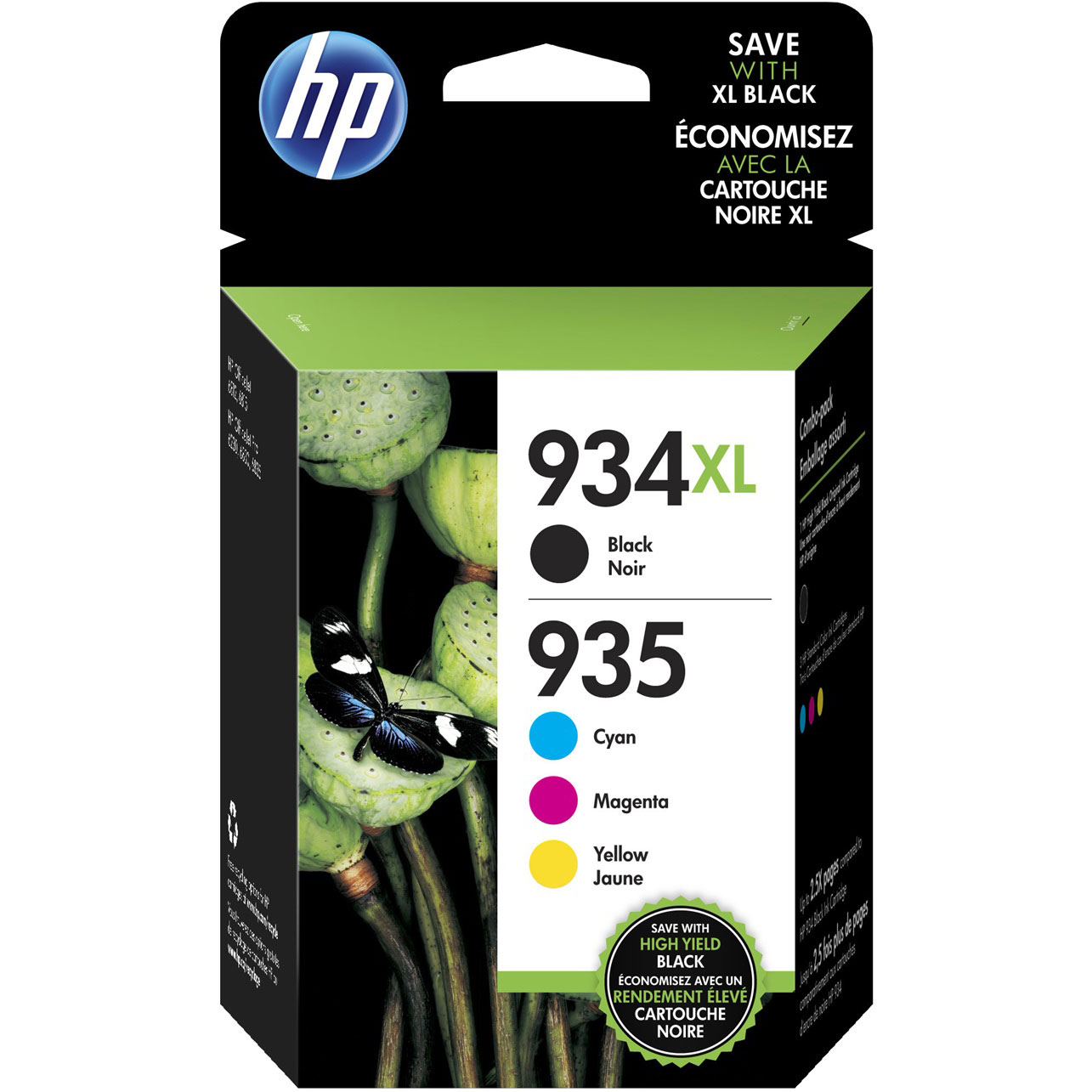 Pack Cartouche d'encre noir + couleurs 934XL  pour imprimante Jet d'encre HP - 0