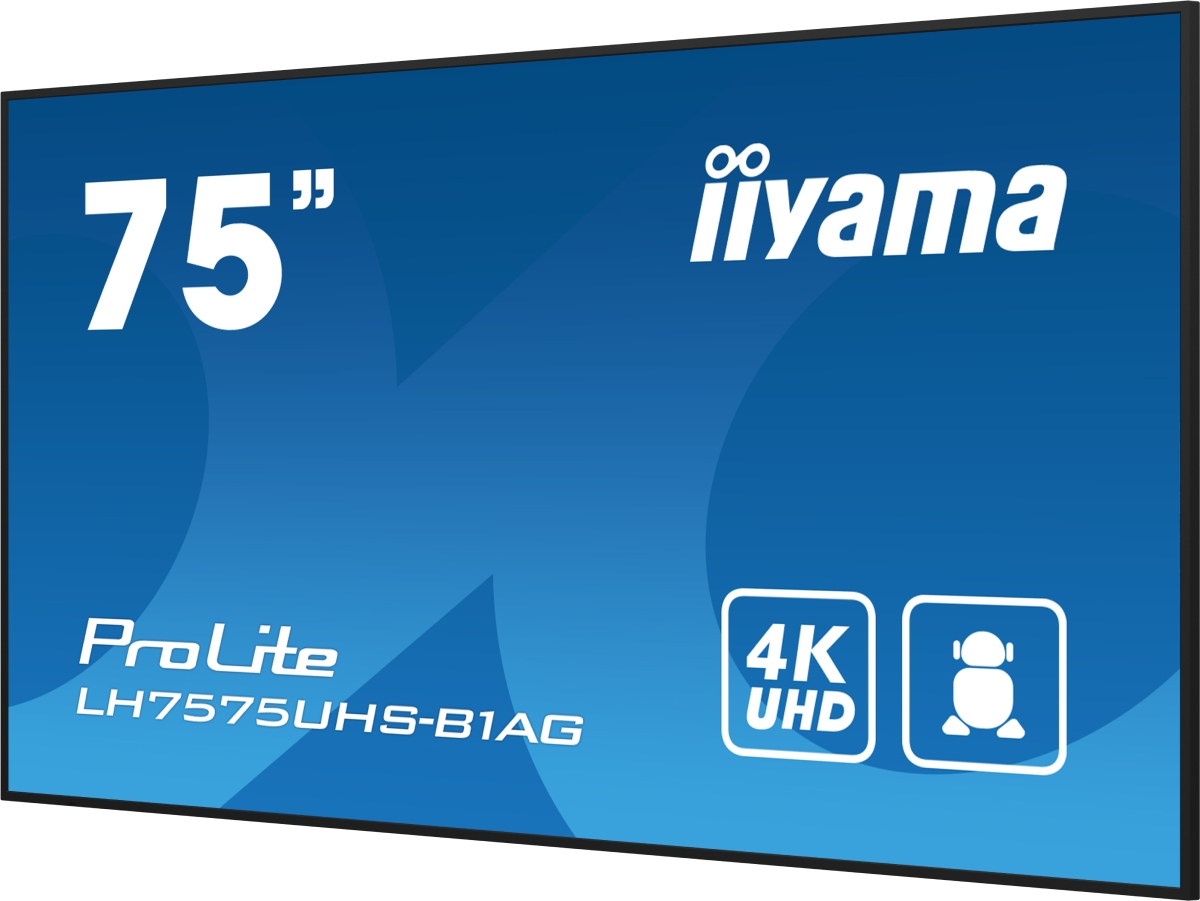 Iiyama LH7575UHS-B1AG - 75" 4K Andoid RJ45/Wifi Lecteur Multimédia (LH7575UHS-B1AG) - Achat / Vente Affichage dynamique sur Cybertek.fr - 1