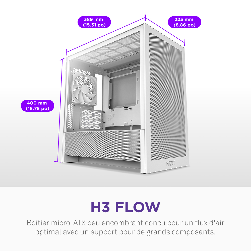 NZXT H3 Flow Blanc Blanc - Boîtier PC NZXT - Cybertek.fr - 5