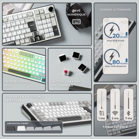 The G-LAB Clavier Keyz Elite 400 RGB + Tapis offert (PAD-YTTRIUM + KEYZELITE400WG/FR) - Achat / Vente Pack Peripheriques sur Cybertek.fr - 5