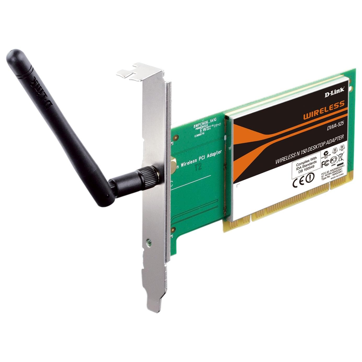D-Link PCI WiFi 802.11N DWA-525 (150MB) - Carte réseau D-Link - 0
