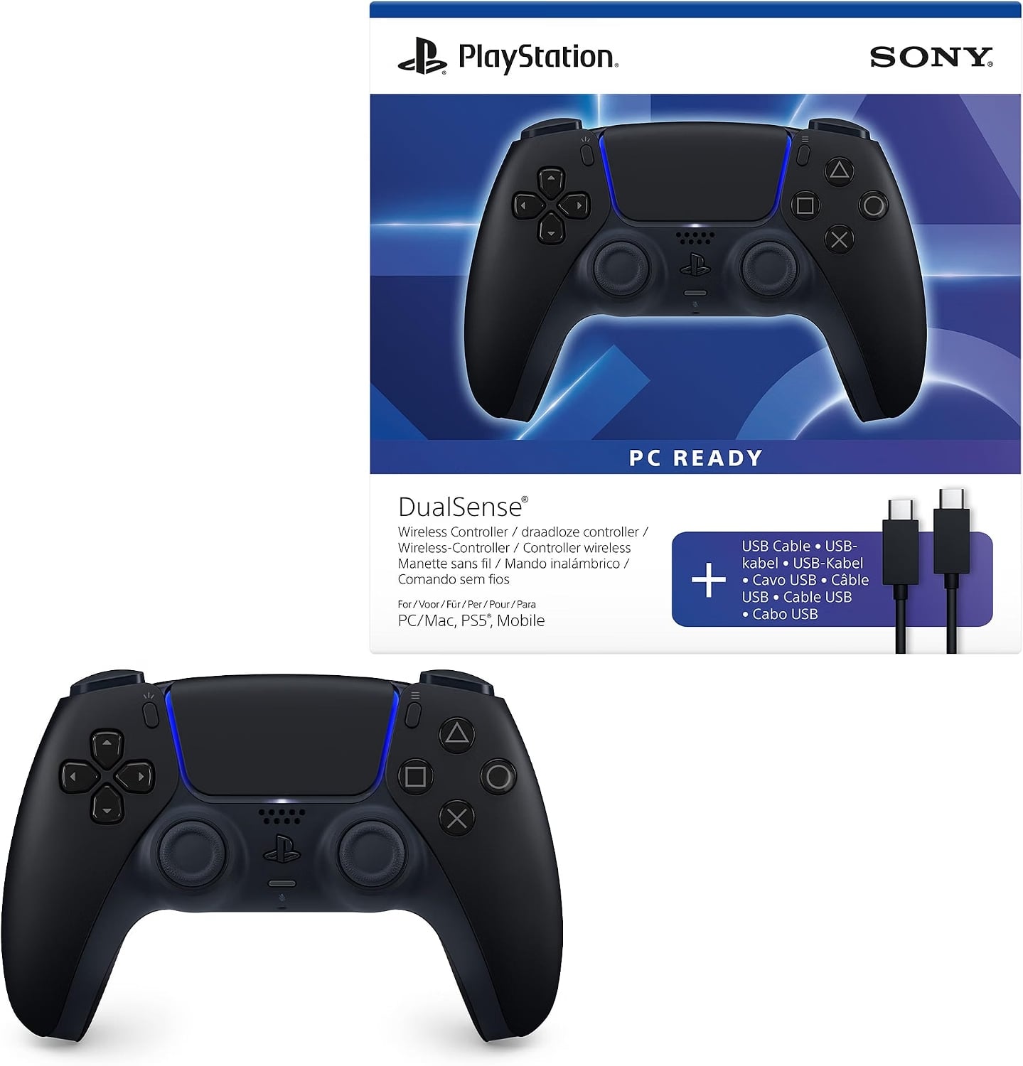 Périphérique de jeu Sony Manette DualSense Midnight Black - PC/PS5/Mac/Mobile Cybertek