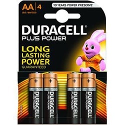 Duracell Lot de 4 Piles Alcaline 1,5V LR06 - Plus Power AA