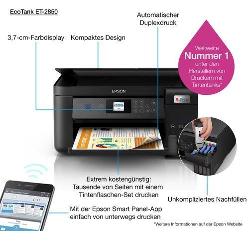 Imprimante multifonction Epson EcoTank ET-2850 - Cybertek.fr - 13