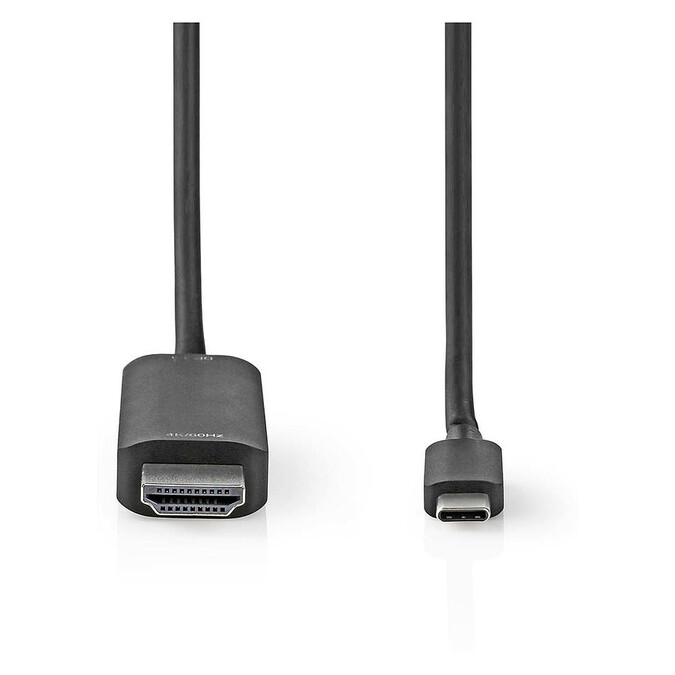 Adaptateur USB-C vers HDMI - 2m Noir - Connectique TV/Hifi/Video - 1