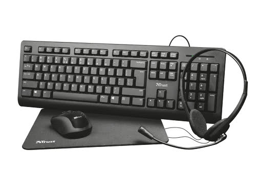 Trust GXT 1180RW 4-in-1 Gaming Set avec micro-casque, clavier (azerty),  souris et tapis de souris