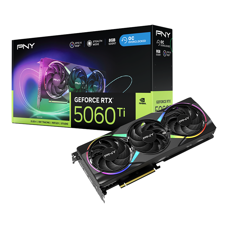 PNY RTX 5060Ti 8Go ARGB Overclocked Triple Fan - Carte graphique - 9