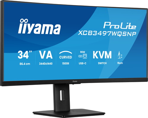 Ecran PC Iiyama XCB3497WQSNP-B1 - 34"CURVE UWQHD 120Hz VA 0,4ms USB-C KVM Cybertek