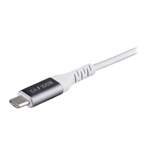 Câble USB-C vers USB-C/100W/Tressé/2m/Blanc - Connectique PC - 1