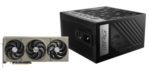 Sapphire RX 9070 XT GAMING OC 16GB + MPG A1000GS PCIE5 Noir - Carte graphique - 0