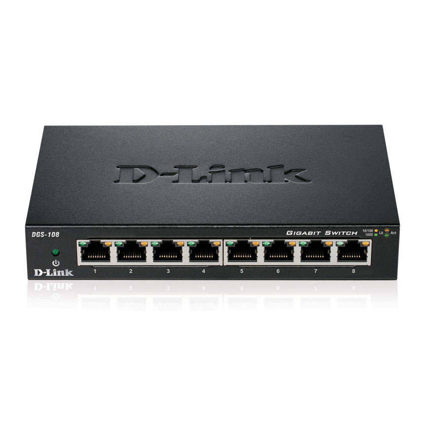 Switch D-Link 8 ports 10/100/1000 boitier métal - DGS-108 - 0