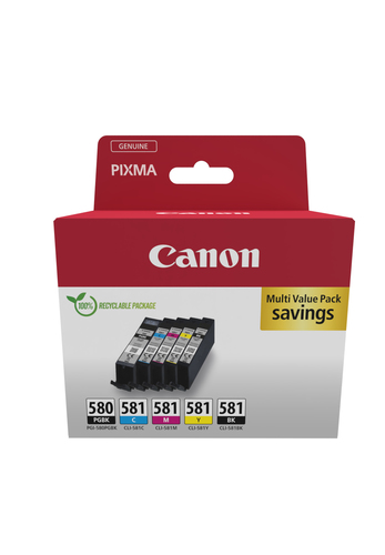 Canon Multipack Noir*2 + Couleurs*3 - PGI-580/CLI-581 P