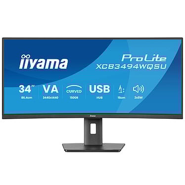 Ecran PC Iiyama XCB3494WQSU-B1 - 34"CURVE UWQHD 120Hz VA 0,4ms FreeSync Premium Cybertek