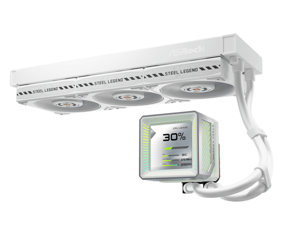 ASRock STEEL LEGEND 360 LCD - 360mm - Blanc - Watercooling ASRock - 3