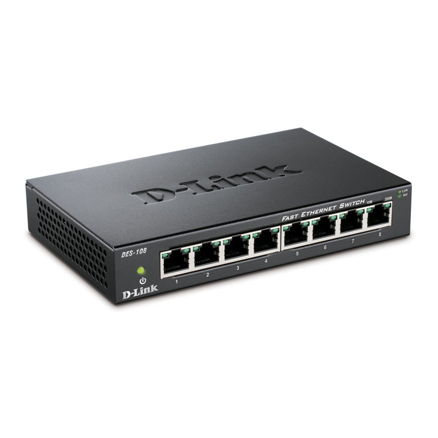 Switch D-Link 8 ports 10/100 boitier métal - DES-108 - Cybertek.fr - 2