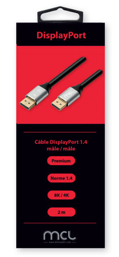 Câble DisplayPort 1.4 mâle/mâle - 2m - Connectique TV/Hifi/Video - 1
