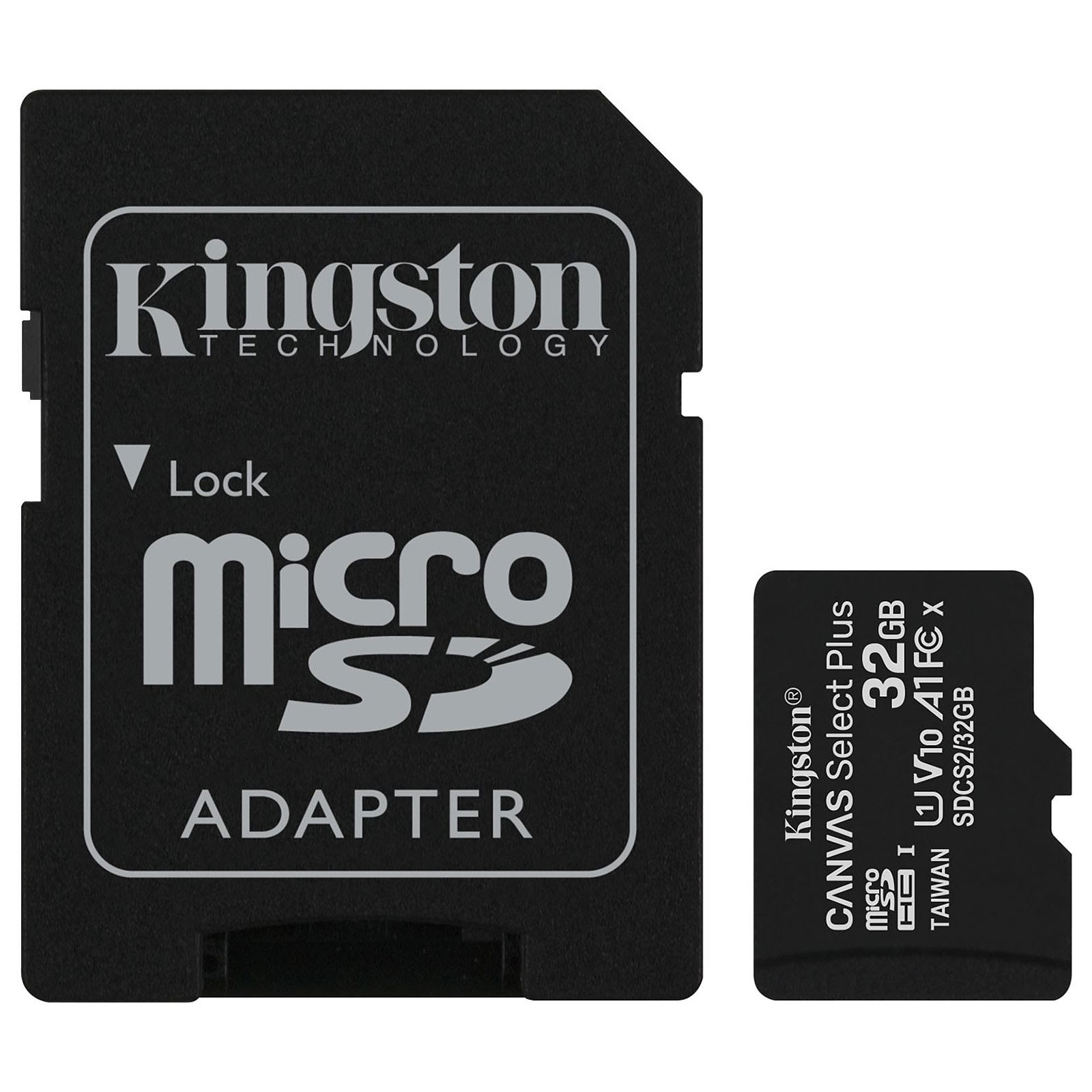 Carte mémoire Kingston Micro SDHC 32Go Class 10 + Adapt SDCS2/32GB