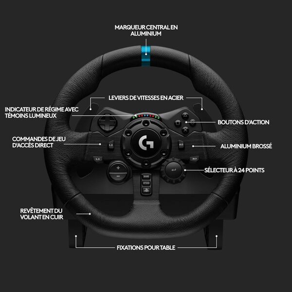 Logitech G923 Racing Wheel & Pedals PC et Playsation Edition (941-000149) - Achat / Vente Base de volant Simracing sur Cybertek.fr - 2
