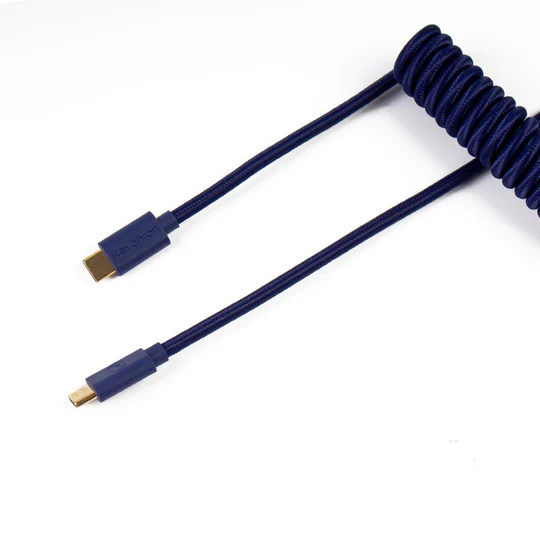image produit Keychron Cable Coiled Aviator - USB C - Bleu Cybertek