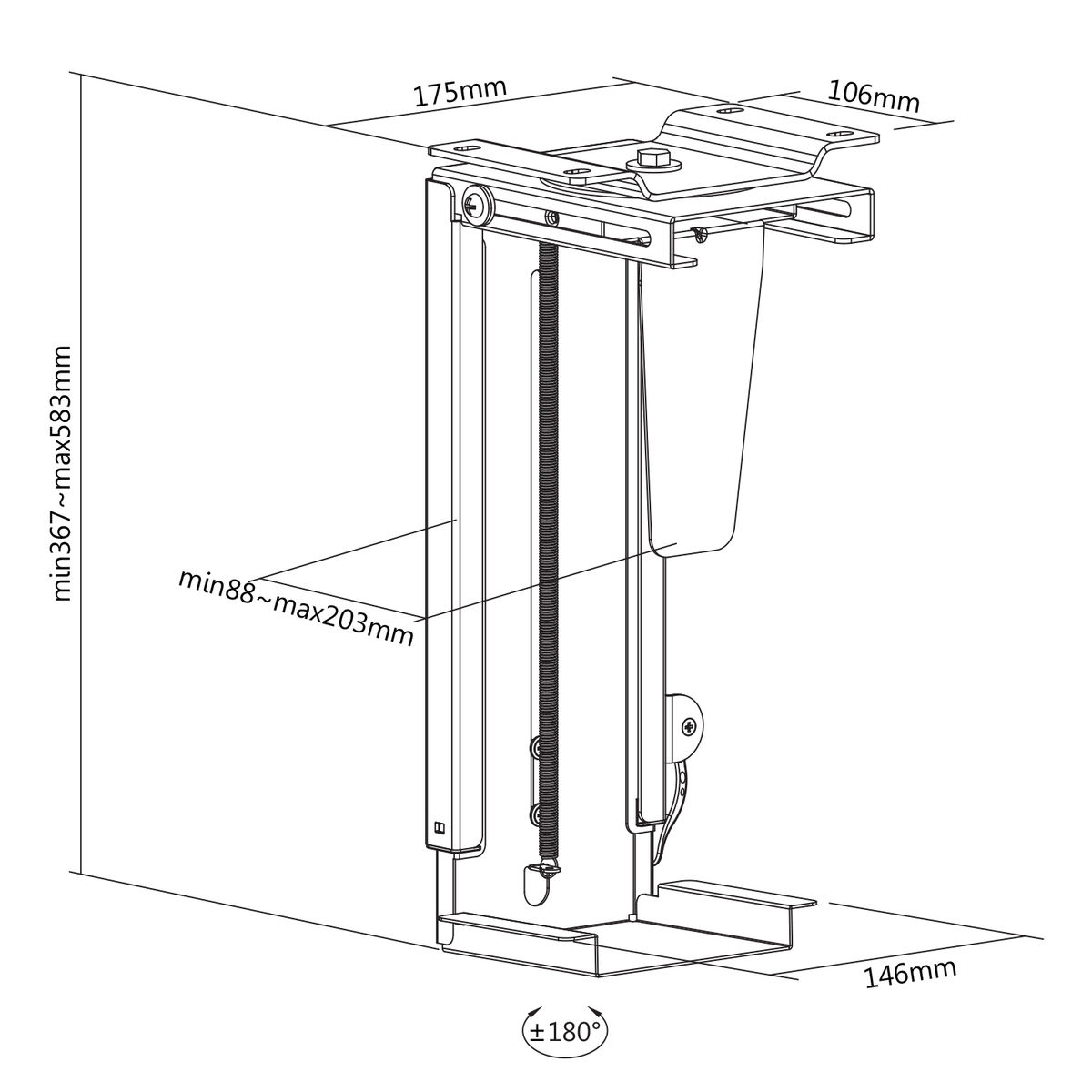 Kimex International Support de bureau pour Unité Centrale PC - Accessoire boîtier - 1