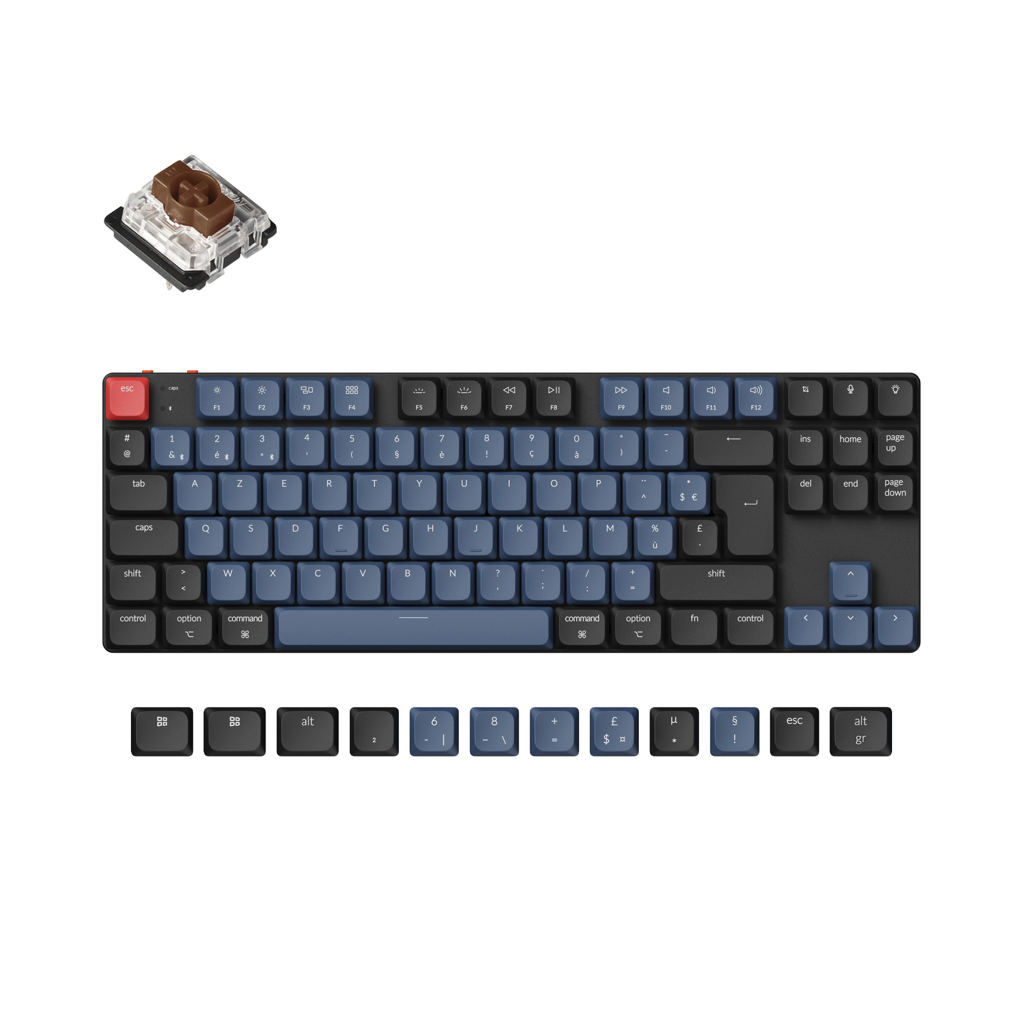 image produit Keychron K1 PRO QMK RGB - Sans fil - 75% - Switch Marron Cybertek