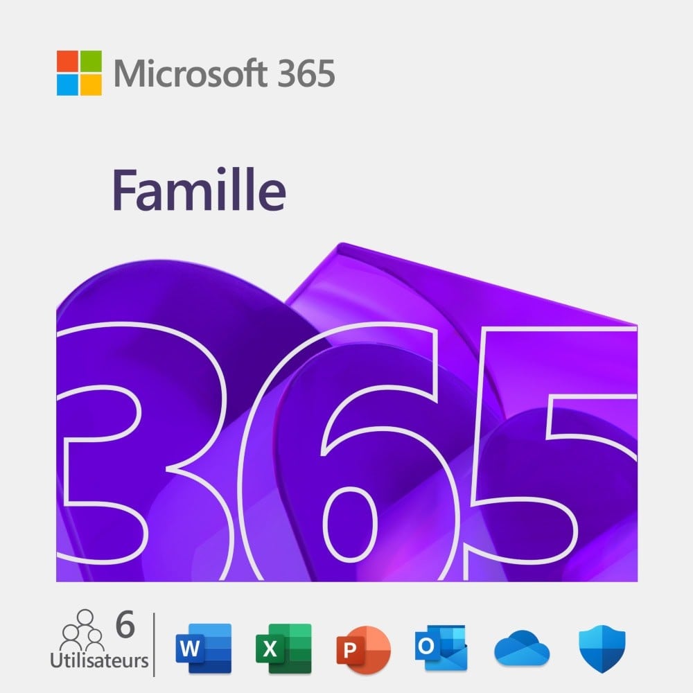 Microsoft 365 Famille - 1 an/ 6 personnes - Logiciel suite bureautique - 0
