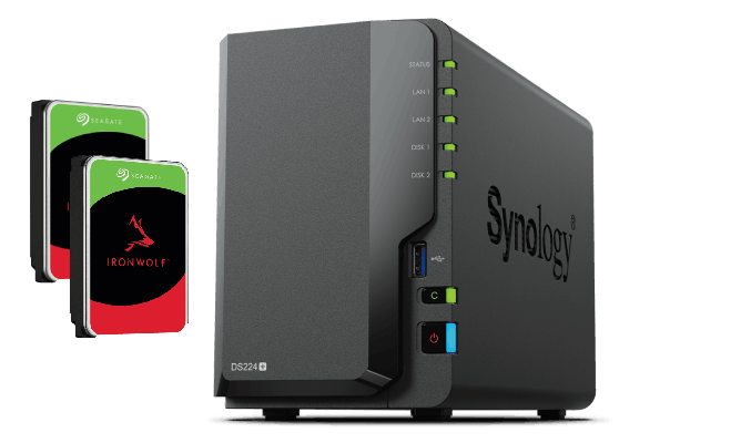 Serveur NAS Synology DS224+ avec 2 disques Ironwolf 2 To ST2000VN003  Cybertek